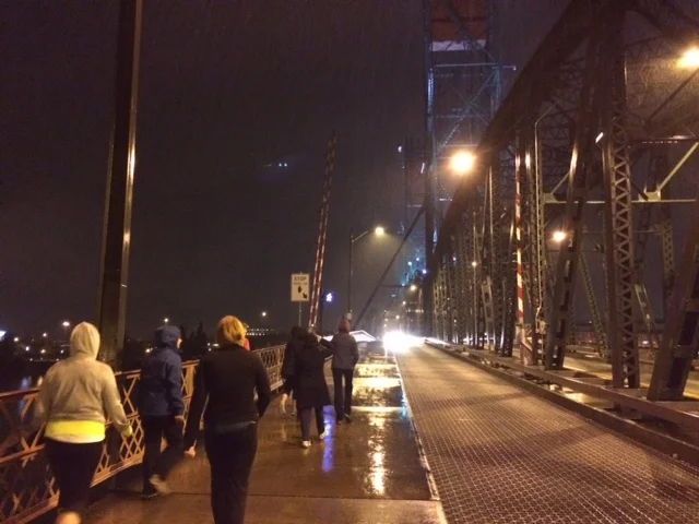 Early morning walkers! In the rain!