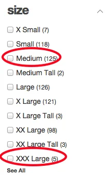 Men's sizes