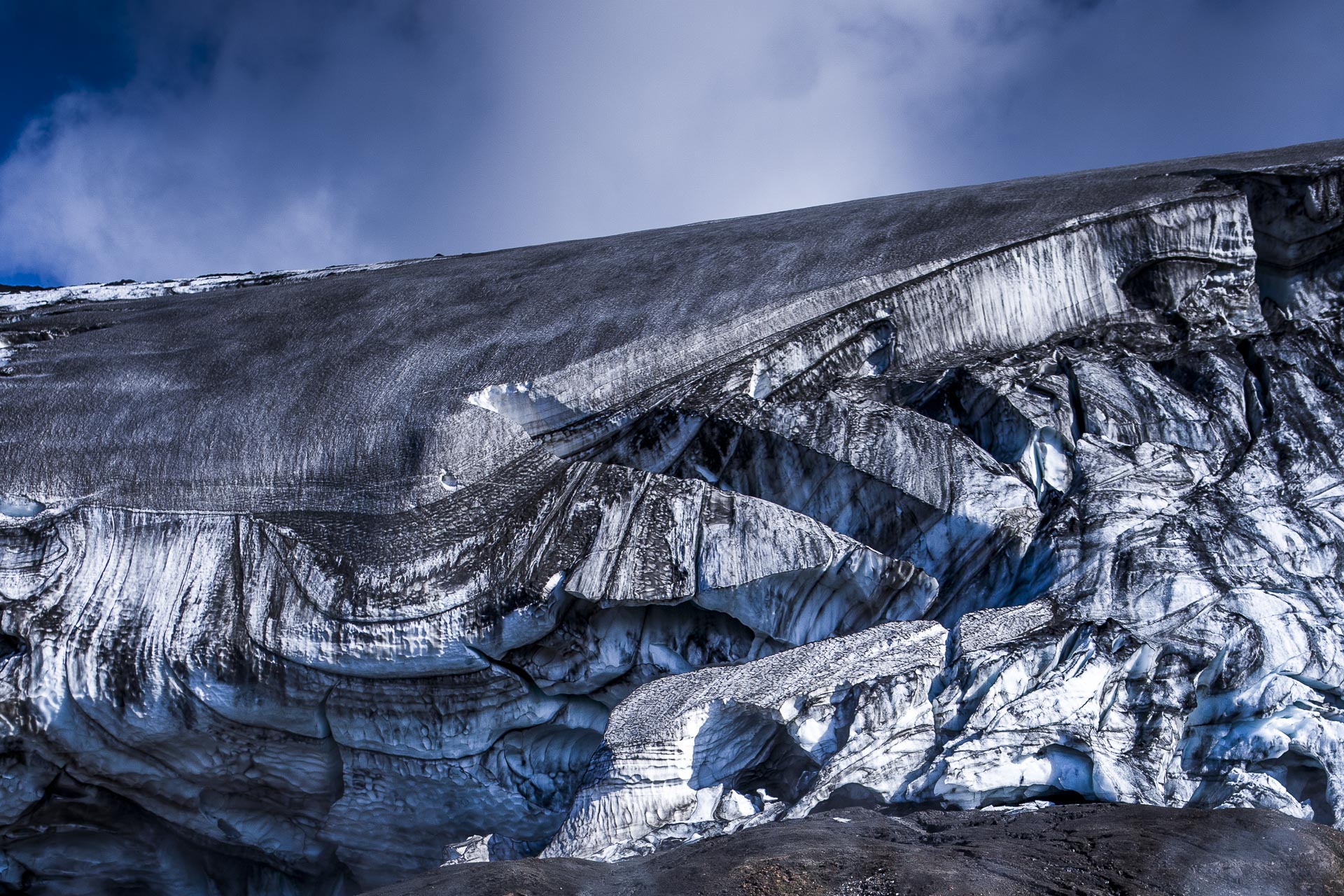 Front de glacier,  Landmannalaugar, Suðurland, Islande