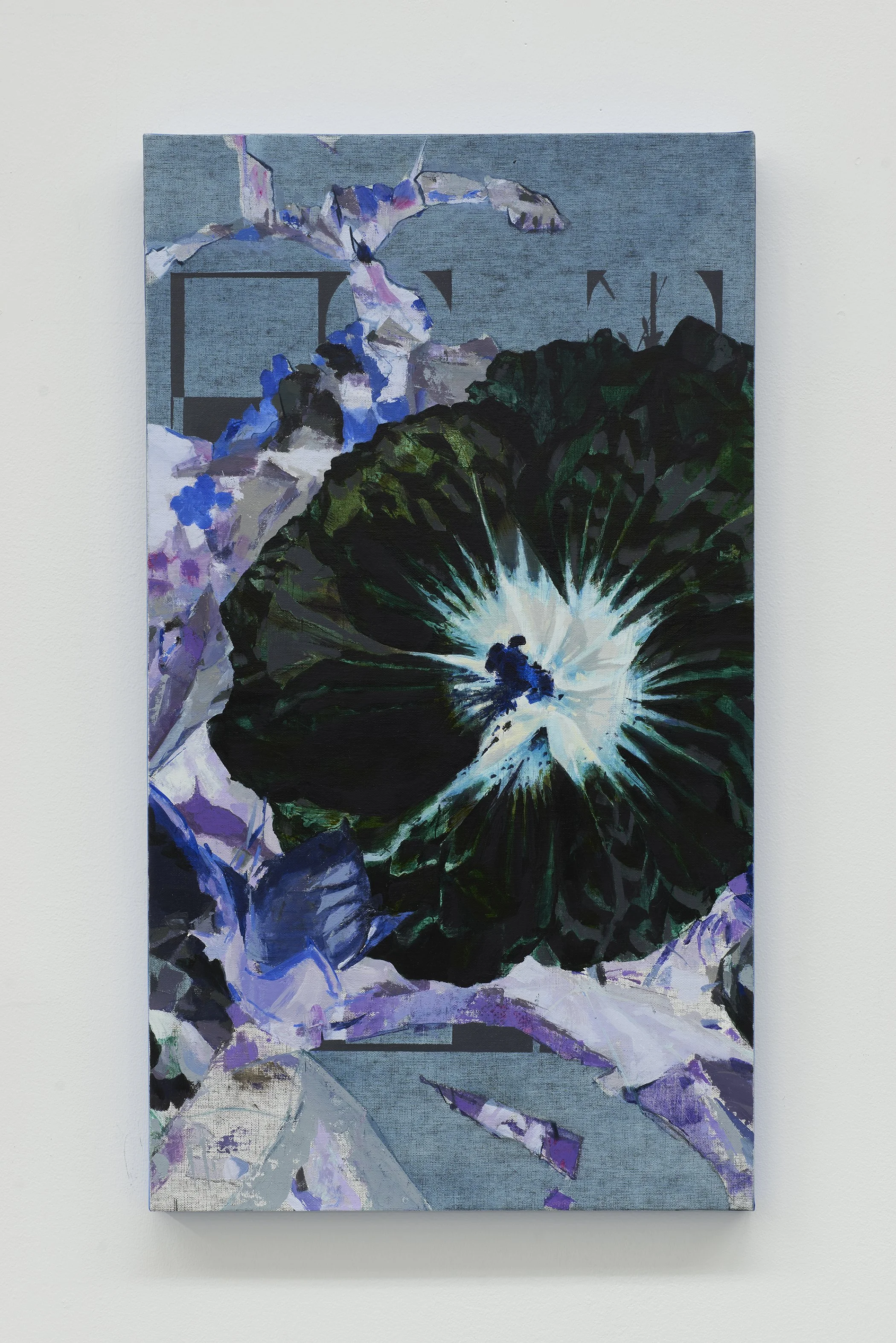   A Spoon in the Sea , 24” x 13.5”, oil and woodcut on linen mounted on panel, 2023. 