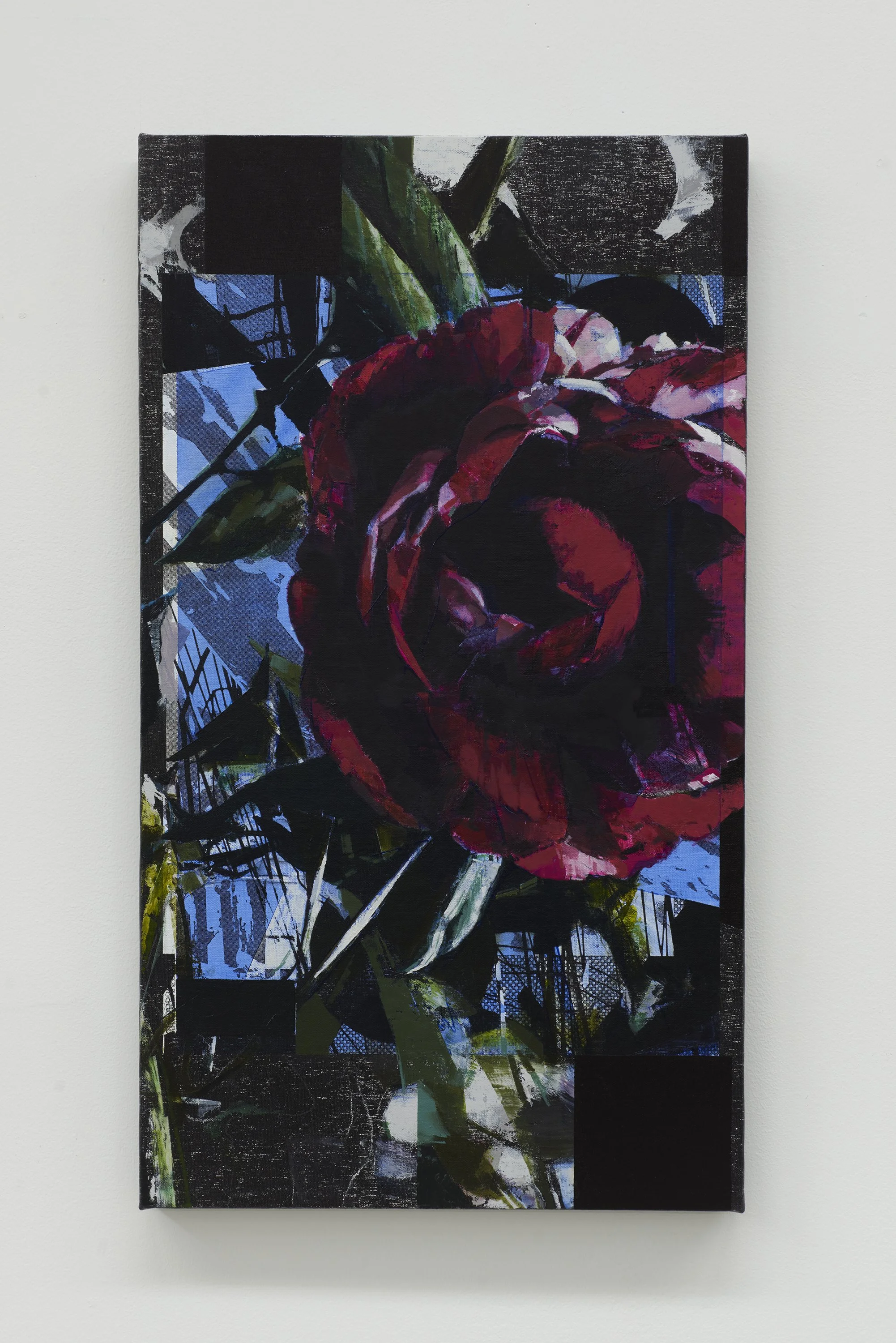   Distant Shores , 24” x 13.5”, oil and woodcut on linen mounted on panel, 2023. 