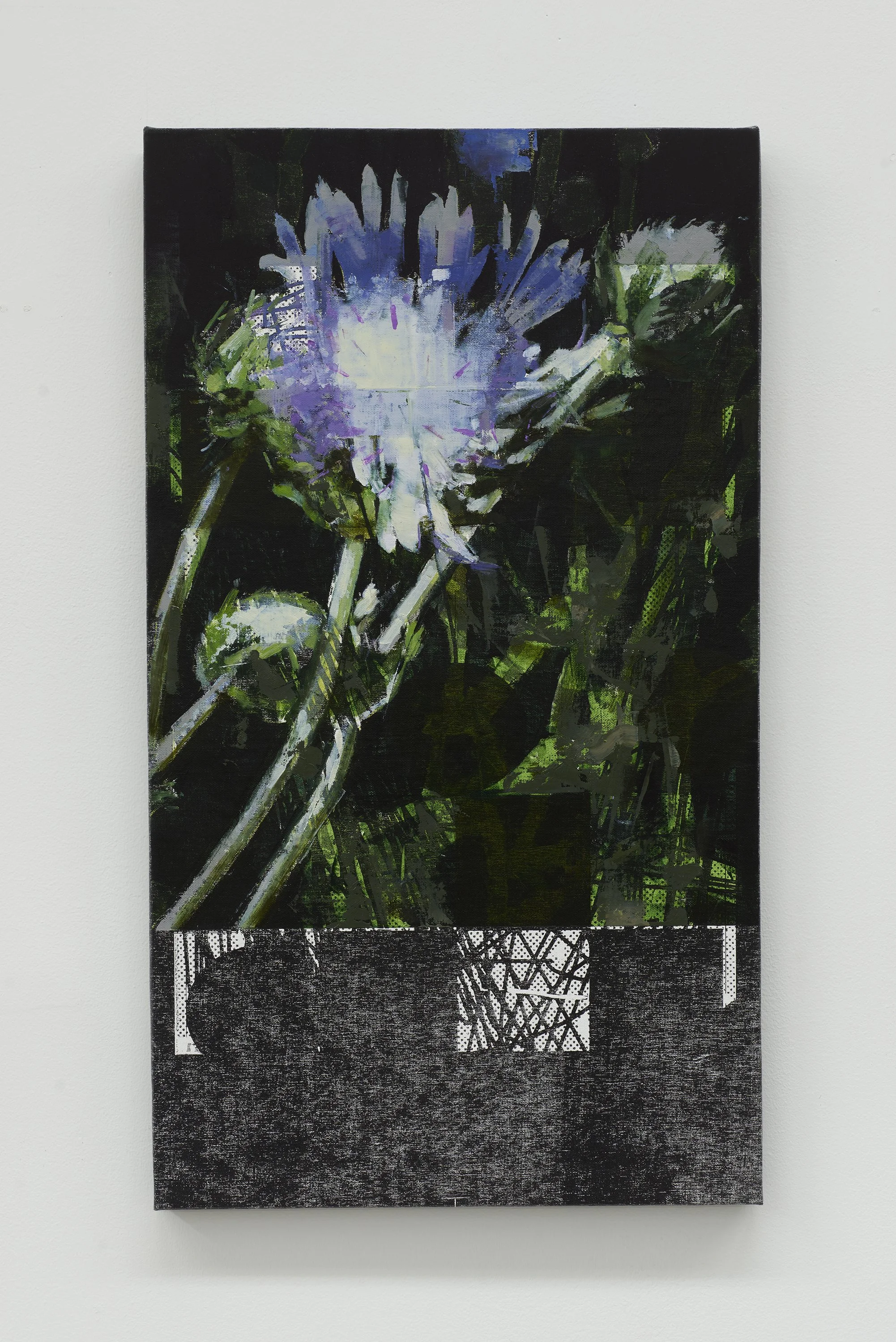   Mara , 24” x 13.5”, oil and woodcut on linen mounted on panel, 2023. 