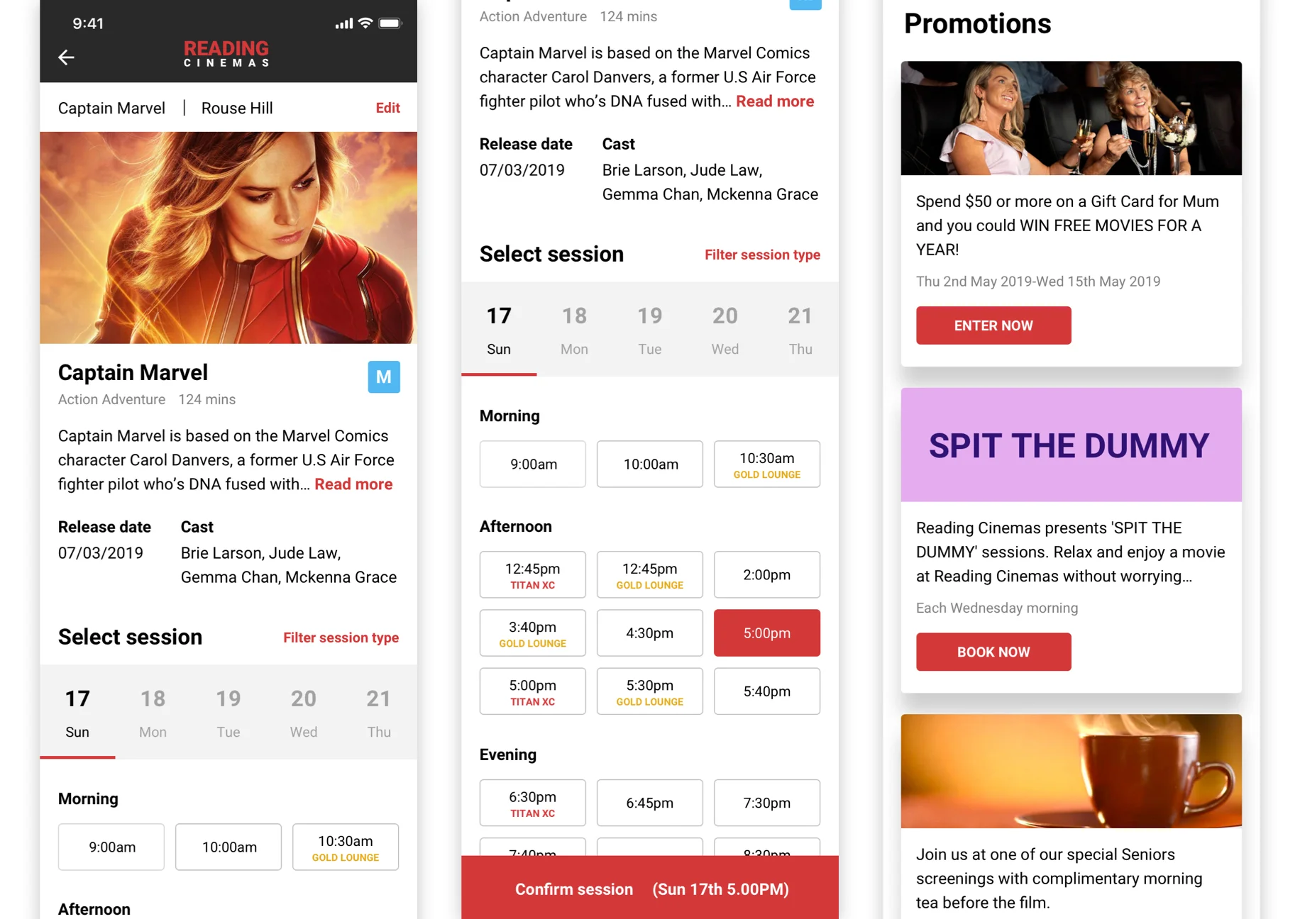 I tried to keep a clean colour palette and make red the primary call to action colour.