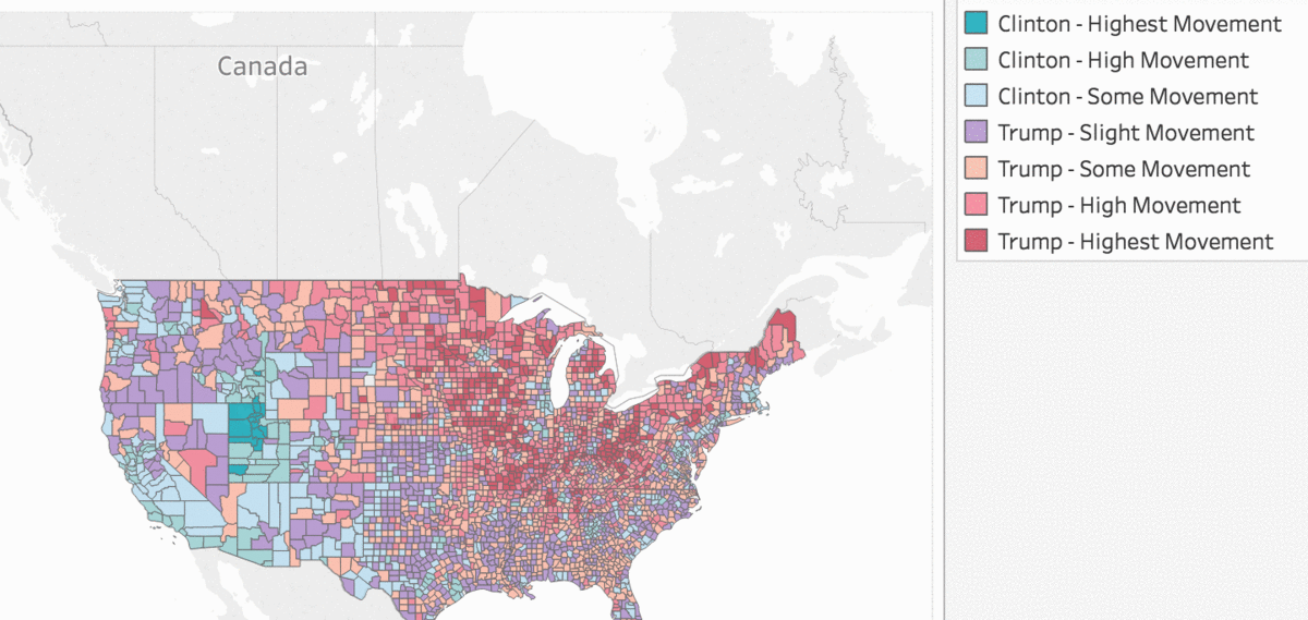 2016 Election Analysis - Which Counties Moved Trump's Way and Why