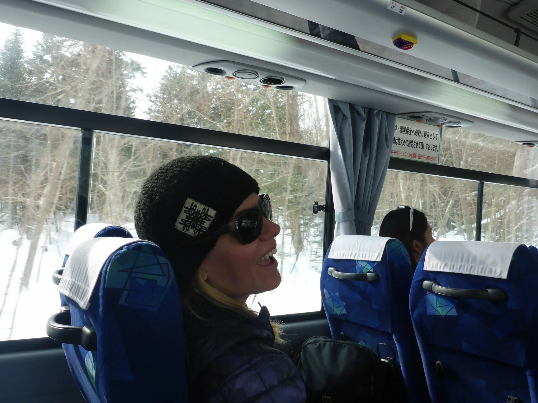 On the bus to Niseko- “It’s Snowing!!!!”