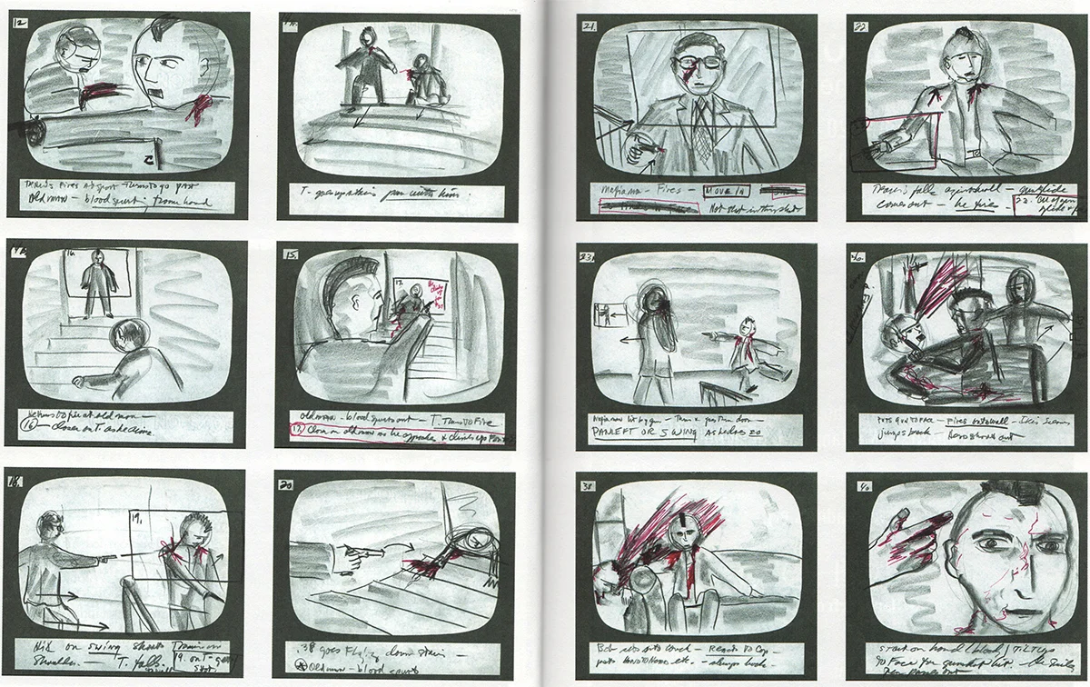 Storyboards for one of the fight sequences in 'Raging Bull' (1980)