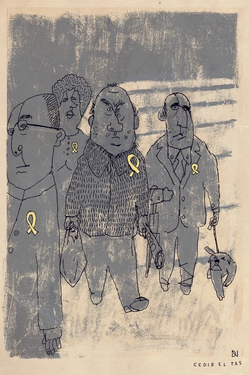 "Cedir el pas". Tinta sobre papel.