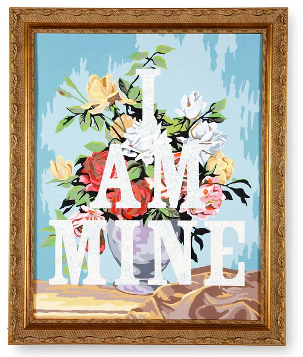 I Am Mine, 2010, 20 x 24" acrylic on vintage paint by number panel in shadow box, private collection 