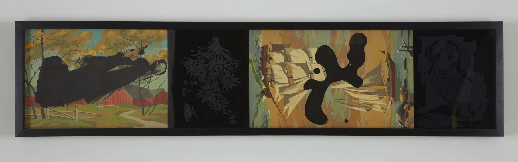 It Left a Mark Where You Were (splotch), 2012, 10 x 48" tempera on vintage paint-by-number panels