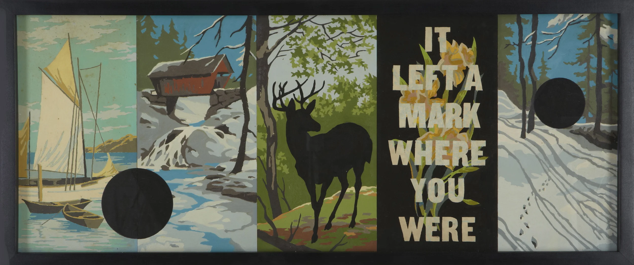 It Left a Mark Where You Were, 2012, 14 x 22", tempera on vintage paint-by-number panels, private collection 
