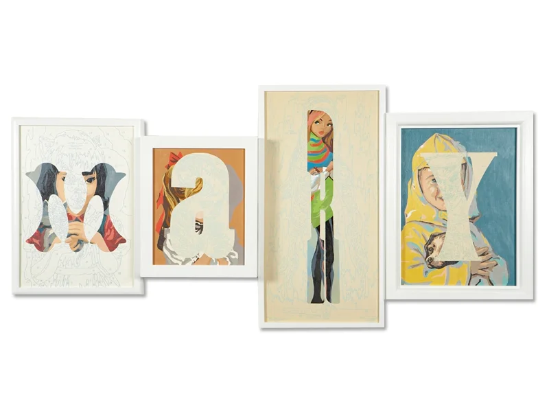 MARY (too), 2012, various sizes, acrylic on vintage paint by number panels, collection of Jonathan Adler
