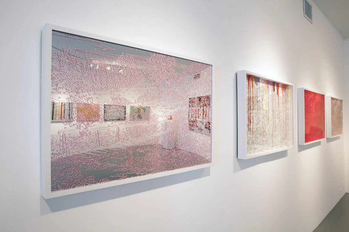 Abstract Waterfall (mirror), 2012, 24 x 36", silkscreen mirror plexi