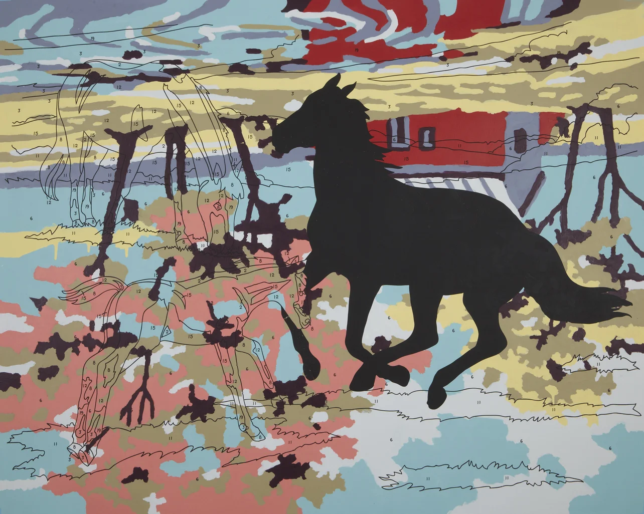  Leave a Mark (barn) 2012, 48 x 60", silkscreen, house paint on canvas 
