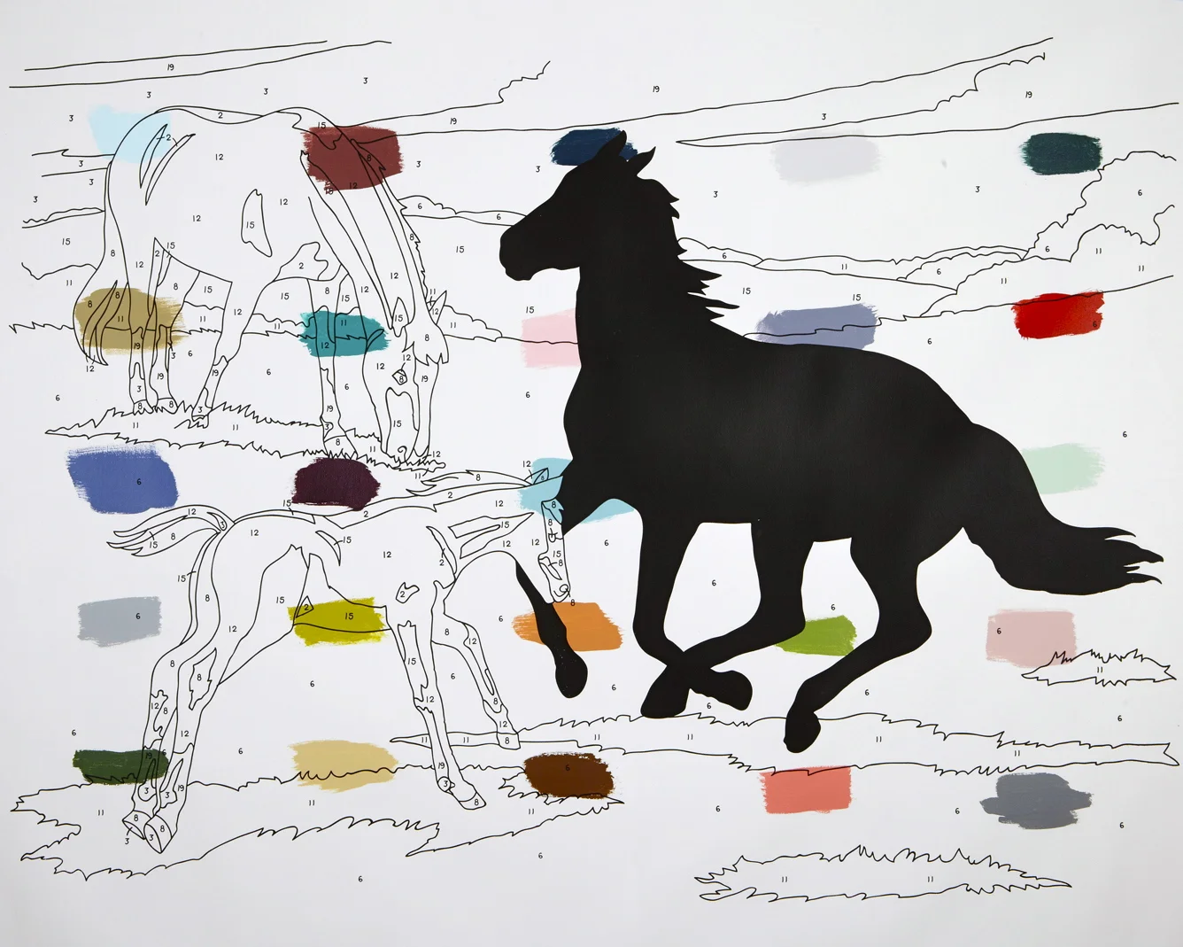  Leave a Mark (palette) 2012, 48 x 60", silkscreen, house paint on canvas 