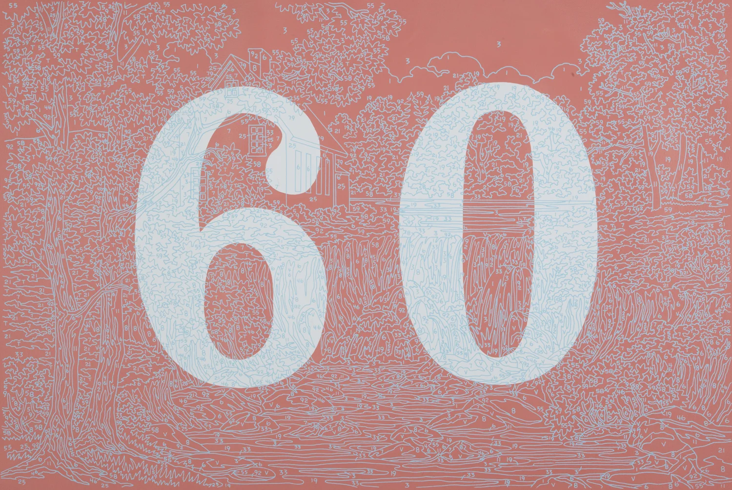 Better Numbers (#60), 2012, silkscreen, acrylic on canvas, 24 x 36", private collection 