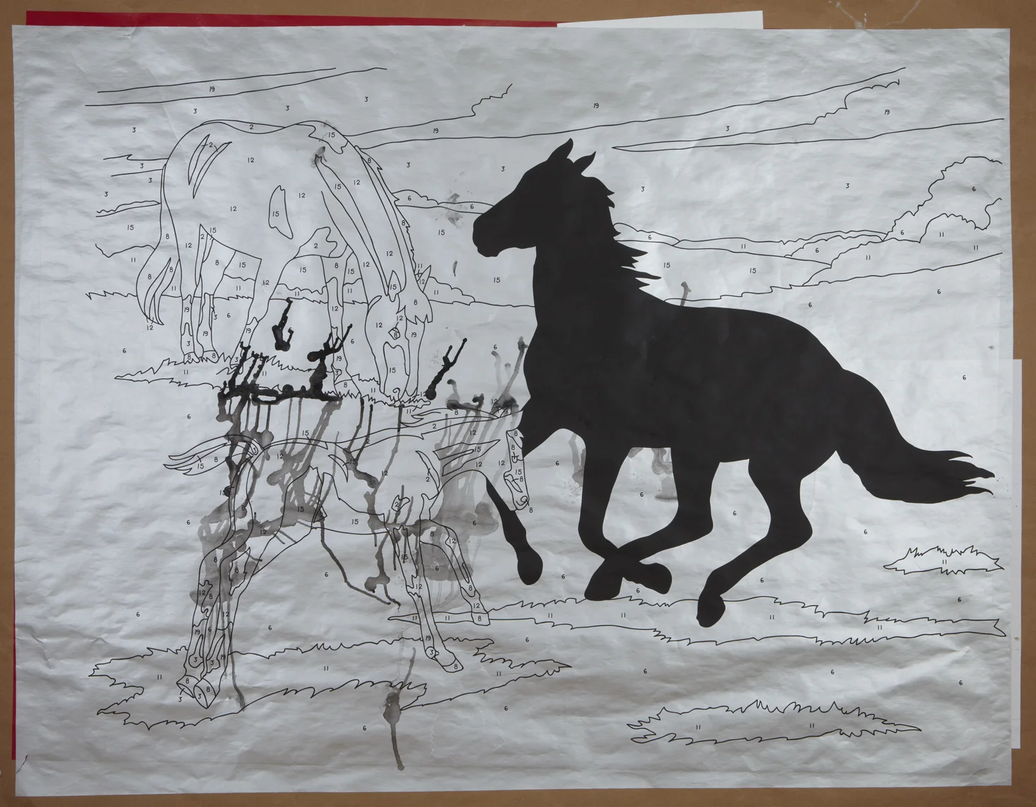  Leave a Mark (silver / drip) 2012, 52 x 63", silkscreen, mixed media on paper 
