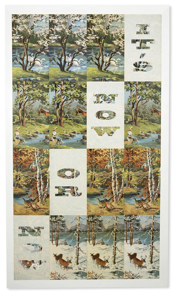 It's Now or Now, 2005, vintage paint-by-number panels, 72 x 40", collection of Jason Mraz 
