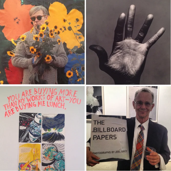 Top left: Andy Warhol by William John Kennedy at Steven Kasher Gallery ; Miles Davis’s hand by Irving Penn at Pace Gallery ; Richard Pettibone at David Zwirner Gallery; my neighbor Joel Grey at Steven Kasher Gallery.