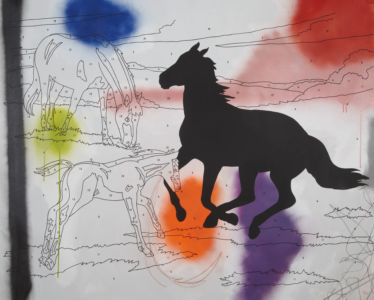  Leave a Mark (graffiti) 2012, 48 x 60", silkscreen, house paint on canvas 
