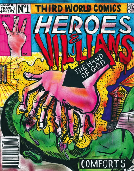 Mario Ybarra, Jr, Heroes & Villians, 2013, Ink on paper 17 x 14 inches