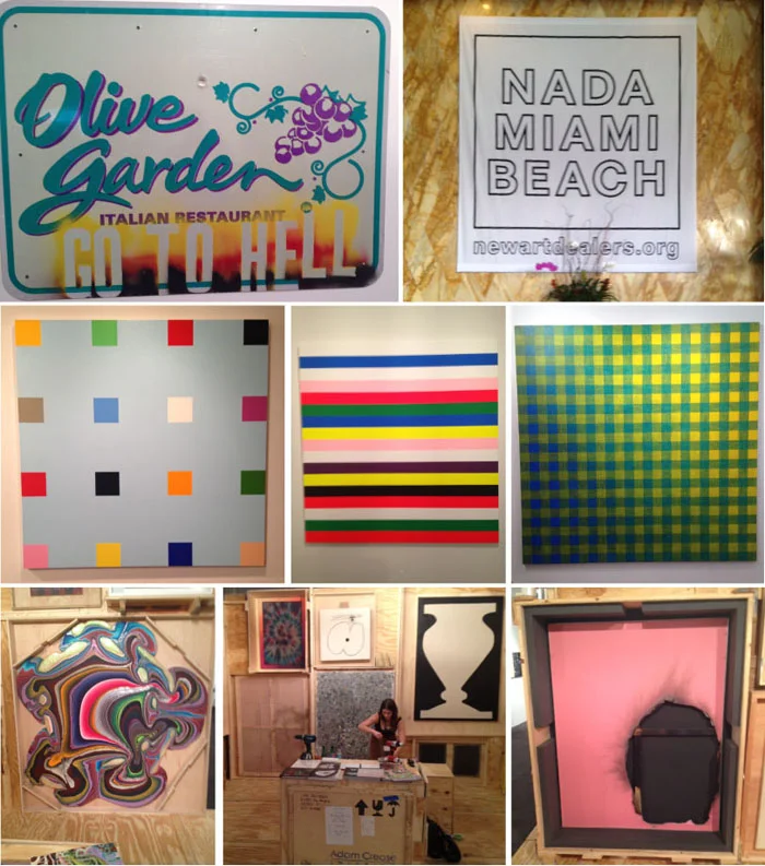 Above; Mark Flood, NADA Fair at the Deuville, David Deutsch, (I forget) Peter Schyuff, Holton Rower, The Hole’s booth, Kasper Sonne