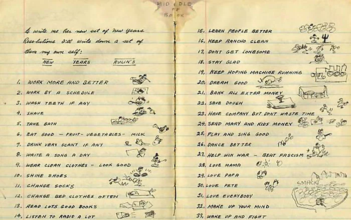 Woody Guthrie's journal entry from January 1, 1943