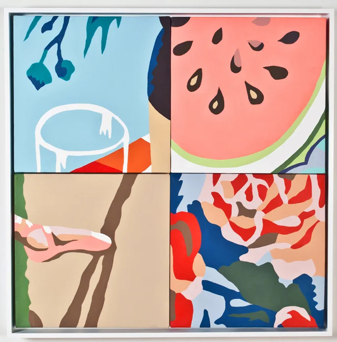 4 Ways To Be Happy (watermelon/ballet) 2013, 24 x 24", house paint on canvas
