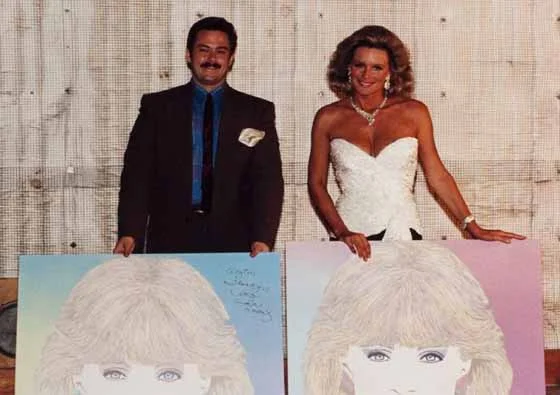 The artist with Linda Evans, circa '83