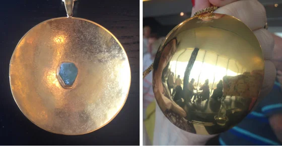 Kate O’Toole’s custom raw emerald and gold pendant