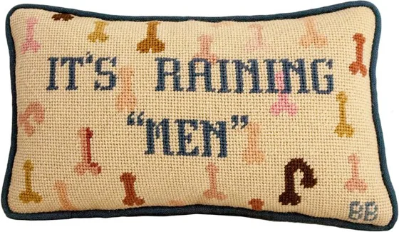 Embroidered pillow by Factory gal, Brigid Berlin
