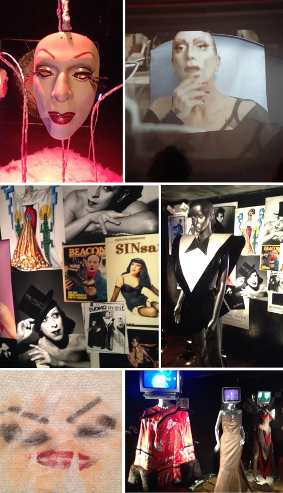 ARIAS PLAZA: Masks of Joey; a film by Manfred Mugler; Joey through the years; Klaus Nomi’s famous suit; MAC “makeup drawings”; Arias costumes were on display at Irving Plaza