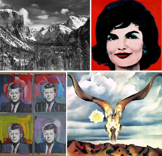 Ansel Adams, Andy Warhol, Peter Max, Georgia O'Keefe