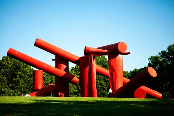 The Way, ’72-80, salvaged steel oil tanks assembled on site at the Laumeier Sculpture Park