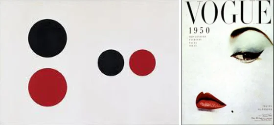 A Liberman painting juxtaposed with a Blumenfeld cover during his tenure at Vogue