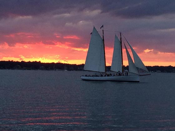 Newport gets some crazy beautiful sunsets and some salty dogs got entertained for free when they sailed by Fort Adams