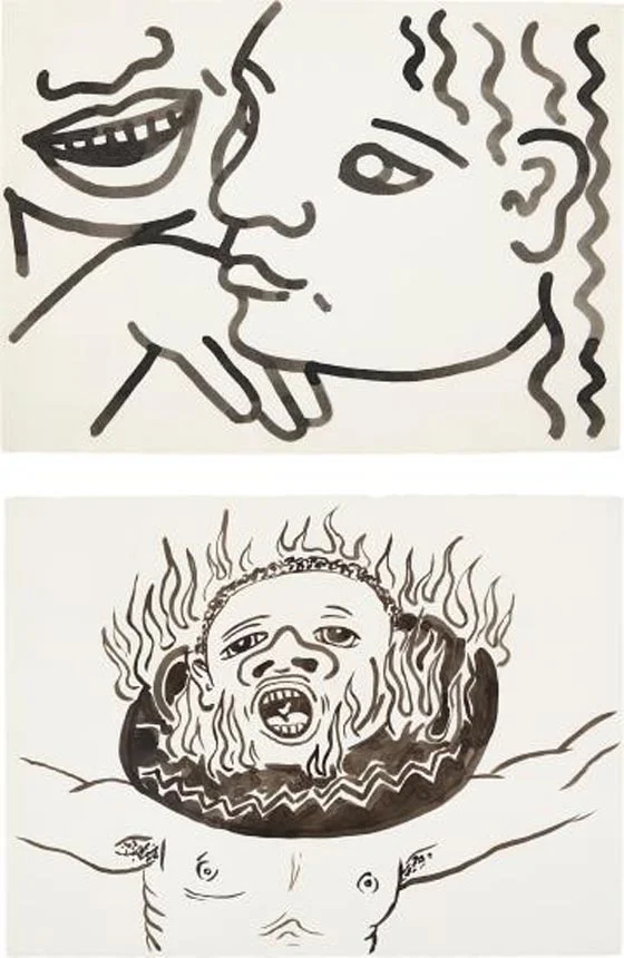 KEITH HARING, Two works: (i) Untitled (Zena at 17 Years), 1985; (i…, 1986