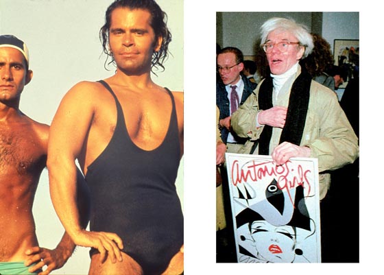Juan Ramos and Karl Lagerfeld, Saint Tropez, circa 1970; Andy Warhol, “Antonio’s Girls”, 1983