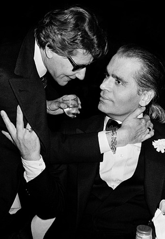 “Tate a Tete” Yves Saint Laurent, Karl Lagerfeld La Palace 5th Anniversary, Paris, 1993