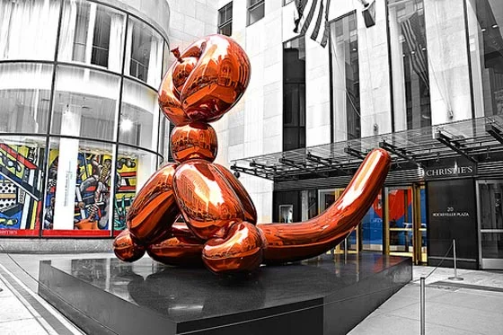 Jeff Koons, Balloon Monkey (orange) 2014, est. $20-30 million