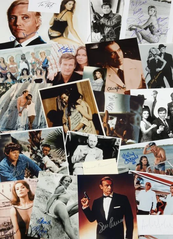 JAMES BOND SIGNATURE FROM EVERY BOND FILM (150 ITEMS) EST. $4-8,000