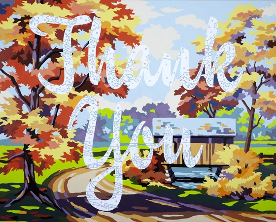 Trey Speegle, Thank You, 2010, 48 x 60:, archival pigment, acrylic paint on canvas, private collection