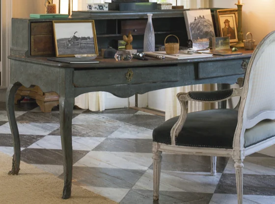 A LOUIS XV PROVINCIAL GREEN-PAINTED BUREAU MID-18TH CENTURY Est. $5,000 — 8,000; Sold $93,750