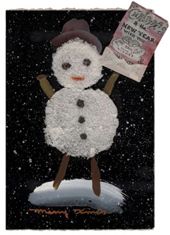 Artist Julia Thecla sent this hand-painted holiday card to Katharine Kuh, a curator at the Art Institute of Chicago.