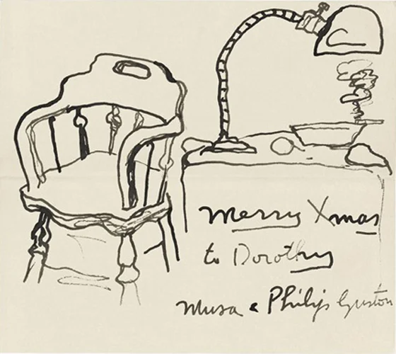 Philip Guston send this card to Dorothy Miller in the early 1970s.