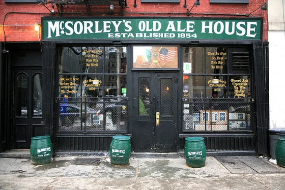 McSORLEY’S – Around the corner from Cooper Union it’s old enough to have served Abraham Lincoln and Ulysses S. Grant. Their motto was always “Good Ale, Raw Onions and No Ladies” until N.O.W. sued them and they starting serving women in 1970.
