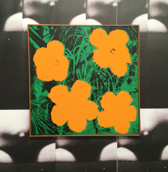 Copy of a copy of a copy. Elaine Sturtevant’s copy of Warhol’s flower painting this last December at Art Basel Miami. The original photo is by Patricia Caulfield, former executive editor of Modern Photography.