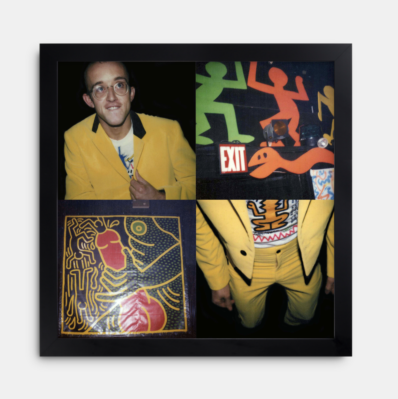 KEITH HARING X4 (PARTY OF LIFE) 80s Polaroid collage, 2021