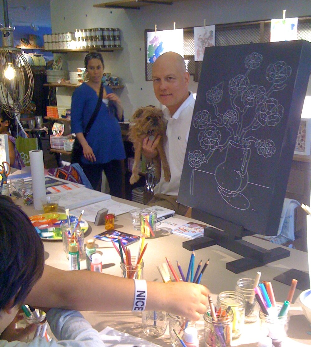  At Anthropologie Chelsea overseeing a coloring workshop for kids 