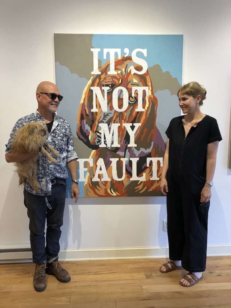  With Catskill Art Space curator Sally Wright at my It’s Not My Fault exhibit June, 2022 