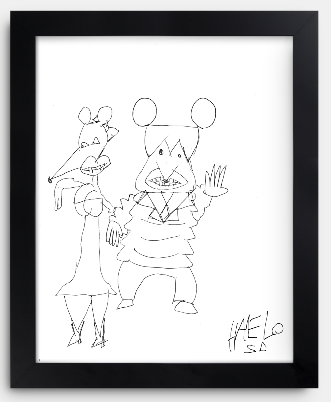 HAELO, THE LOSERS, framed drawing